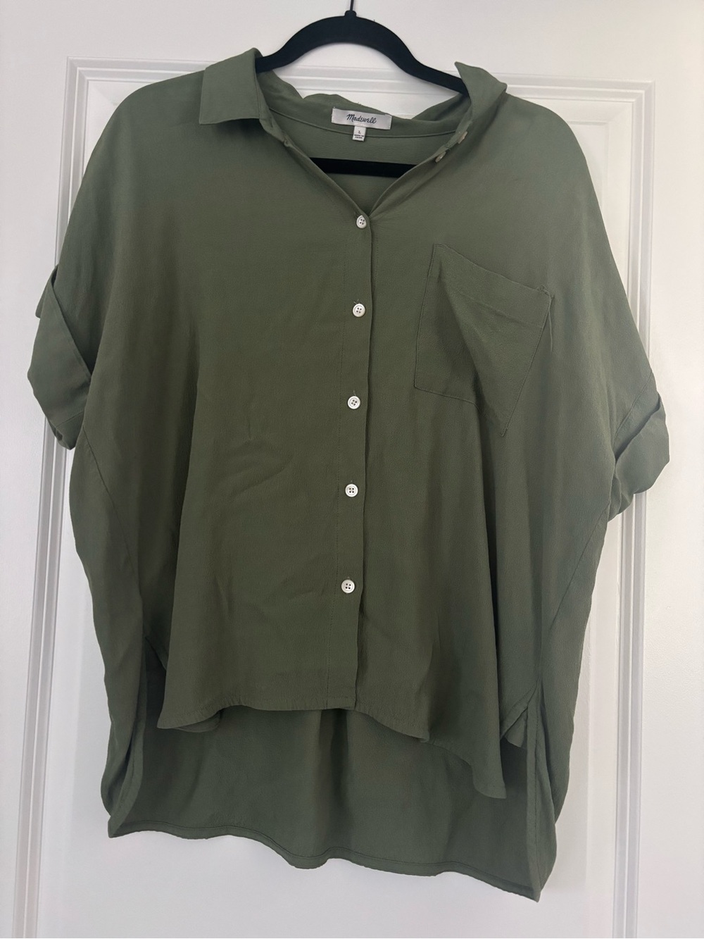 Madewell Olive Button-Down Dolman Sleeve Shirt